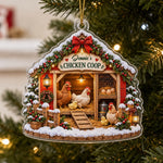 Custom Name Christmas Chicken Coop Gifts for Chicken Lovers - Personalized Acrylic Ornament