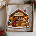 Custom Name Christmas Horse Stable Gifts - Personalized Acrylic Ornament