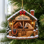 Custom Name Christmas Horse Stable Gifts - Personalized Acrylic Ornament