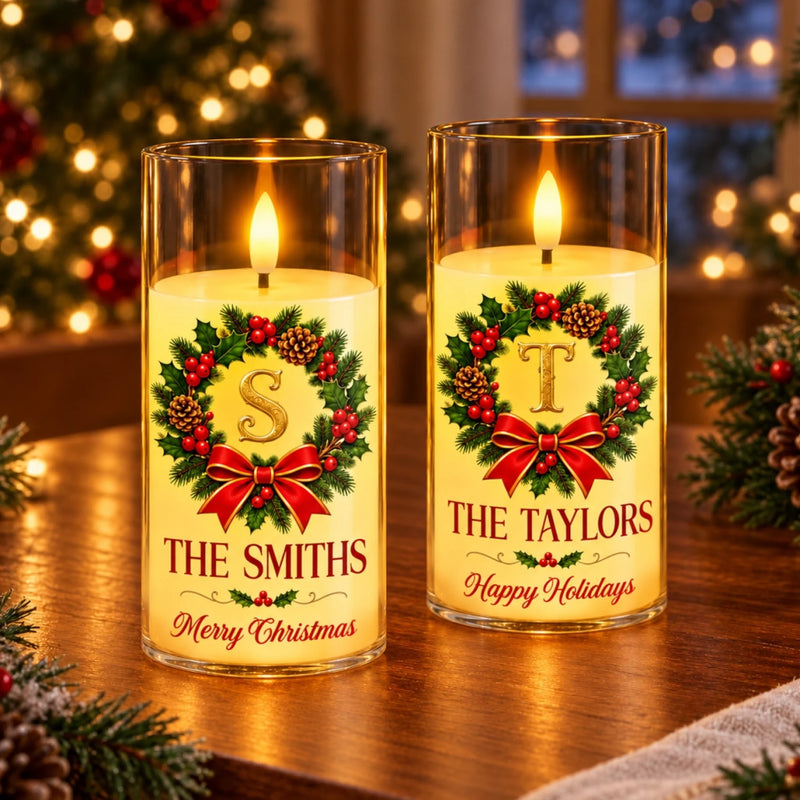Custom Name Christmas Family Gifts - Personalized LED Candle Light