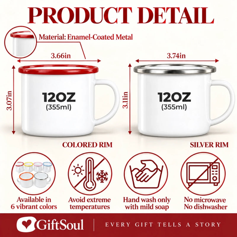 Custom Name Christmas Gifts for Kids - Personalized Orange Enamel Mug