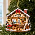 Custom Name Christmas Art Studio Gifts for Artists - Personalized Acrylic Ornament