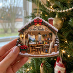 Custom Name Christmas Art Studio Gifts for Artists - Personalized Acrylic Ornament