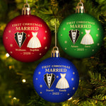 Custom Name First Christmas Married Gifts for Couples - Personalized Full Wrap Ball Ornament