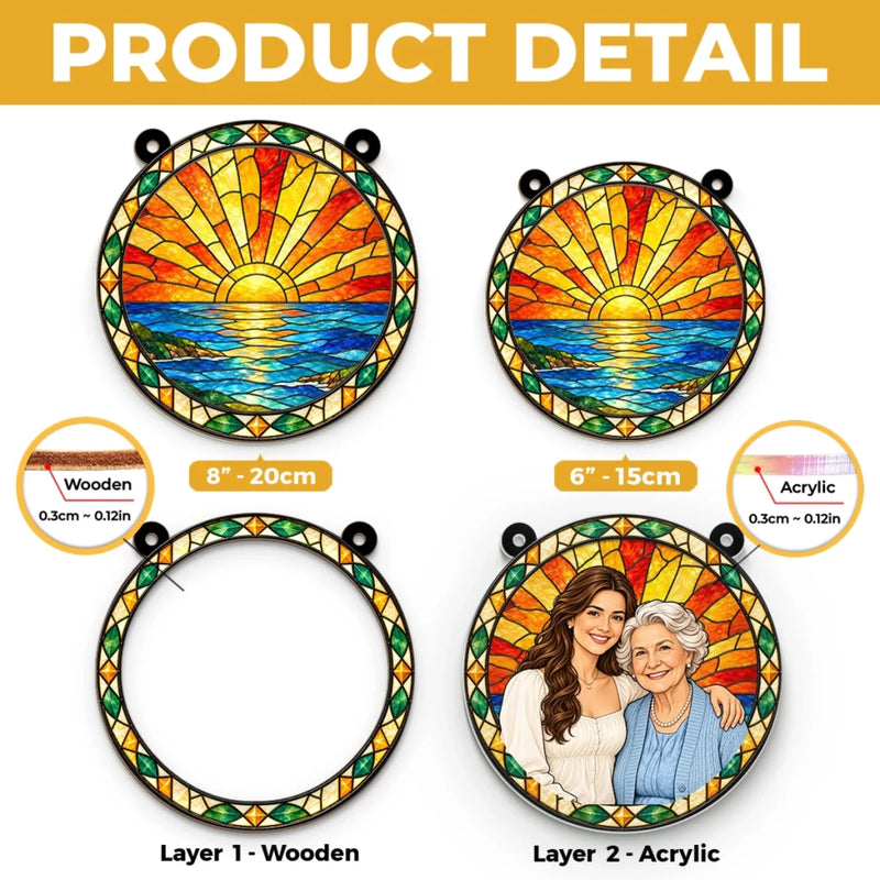 Custom Photo Grandmother Granddaughter Gifts for Grandma - Personalized Window Hanging Suncatcher
