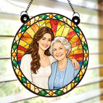 Custom Photo Grandmother Granddaughter Gifts for Grandma - Personalized Window Hanging Suncatcher