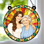 Custom Photo Grandmother Granddaughter Gifts for Grandma - Personalized Window Hanging Suncatcher