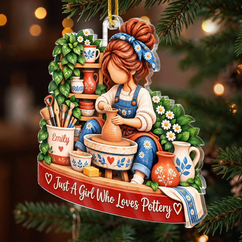 Custom Name Pottery Lover Gifts - Personalized Acrylic Ornament
