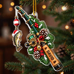 Custom Name Christmas Fishing Rod Keepsake Gifts - Personalized Acrylic Ornament