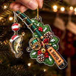 Custom Name Christmas Fishing Rod Keepsake Gifts - Personalized Acrylic Ornament