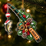 Custom Name Christmas Fishing Rod Keepsake Gifts - Personalized Acrylic Ornament