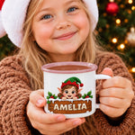 Custom Name Christmas Gifts for Kids - Personalized Orange Enamel Mug