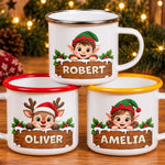 Custom Name Christmas Gifts for Kids - Personalized Orange Enamel Mug