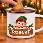 Custom Name Christmas Gifts for Kids - Personalized Orange Enamel Mug