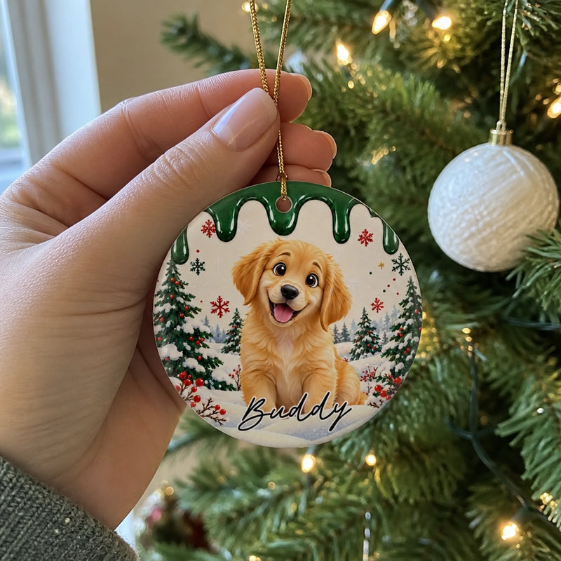 Custom Christmas Pet Portrait Keepsakes - Personalized Ceramic Ornament