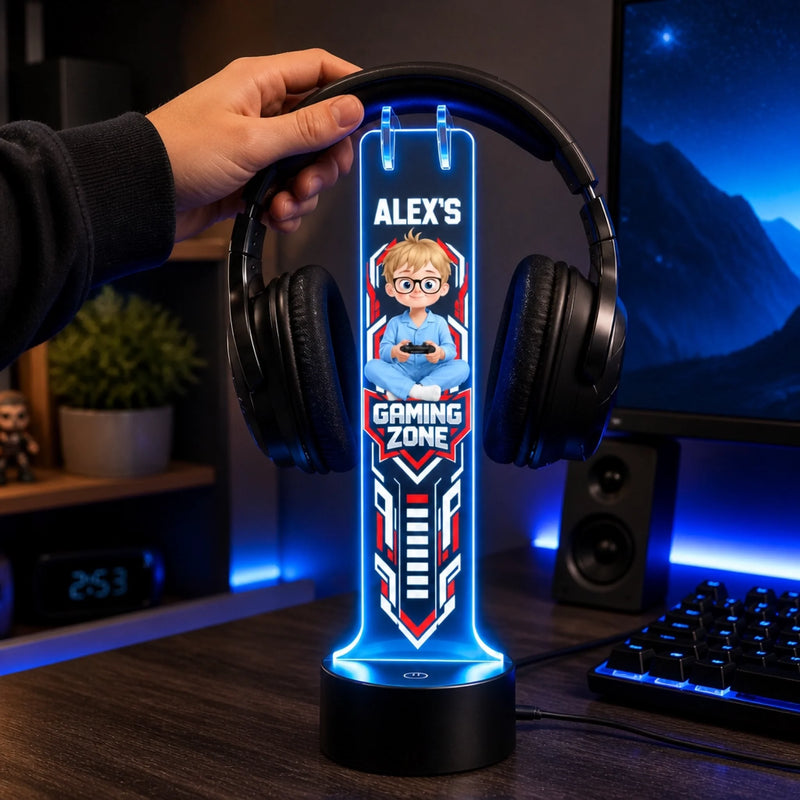 Custom Name Gaming Zone Gifts for Kids – Personalized Headphone Stand
