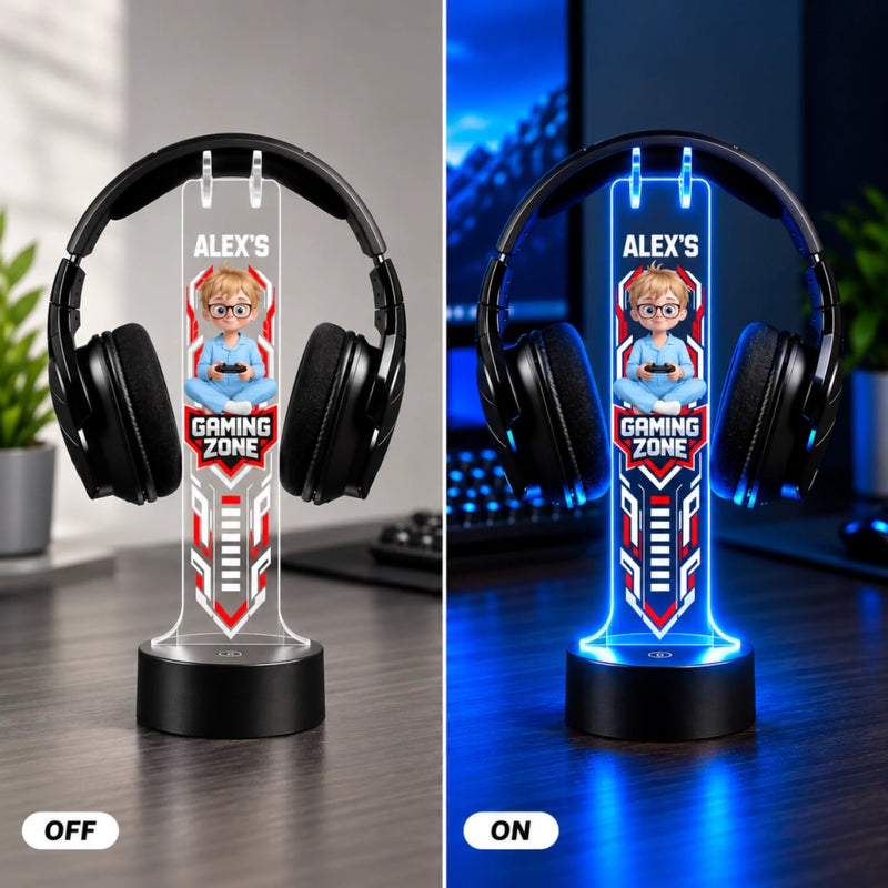 Custom Name Gaming Zone Gifts for Kids – Personalized Headphone Stand