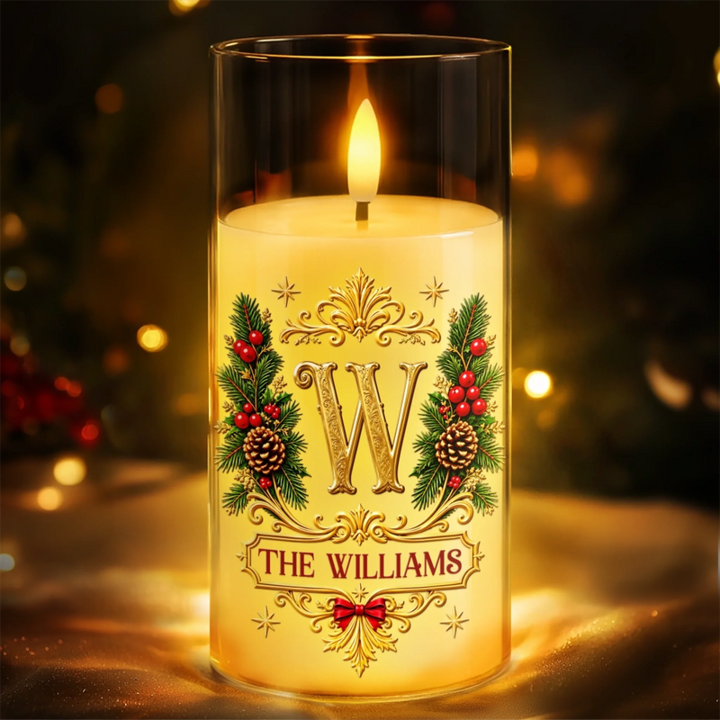 Custom Name Christmas Family Gifts for Home Decor – Personalized LED Candle Light