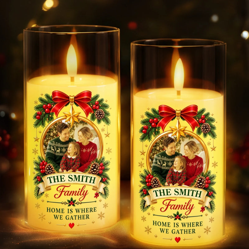 Custom Photo Christmas Family Gifts for Home Decor – Personalized LED Candle Light