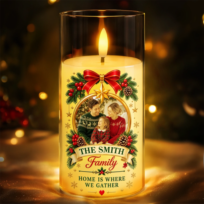 Custom Photo Christmas Family Gifts for Home Decor – Personalized LED Candle Light