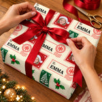 Custom Christmas Postage Stamp Gifts for Kids - Personalized Photo Wrapping Paper