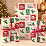 Custom Christmas Postage Stamp Gifts for Kids - Personalized Photo Wrapping Paper