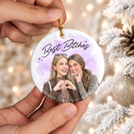 Custom Photo Best Friend Christmas Gifts for Her – Personalized Ceramic Ornament