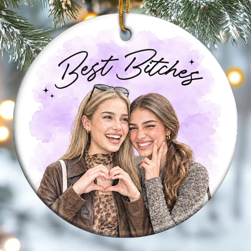 Custom Photo Best Friend Christmas Gifts for Her – Personalized Ceramic Ornament