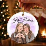 Custom Photo Best Friend Christmas Gifts for Her – Personalized Ceramic Ornament