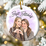 Custom Photo Best Friend Christmas Gifts for Her – Personalized Ceramic Ornament