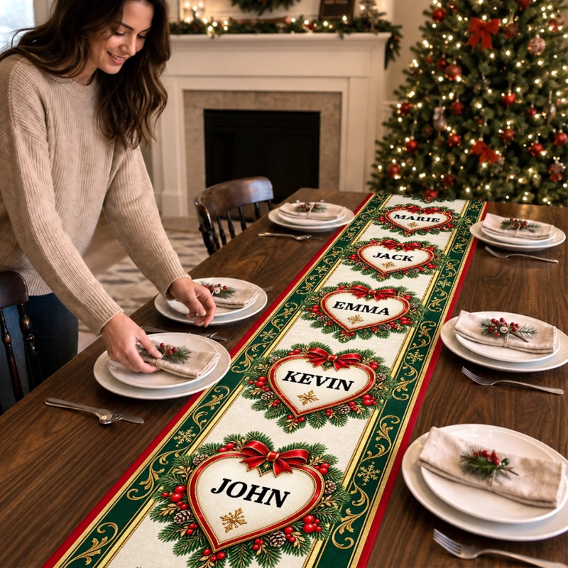Custom Christmas Family Gifts - Personalized Name Table Runner