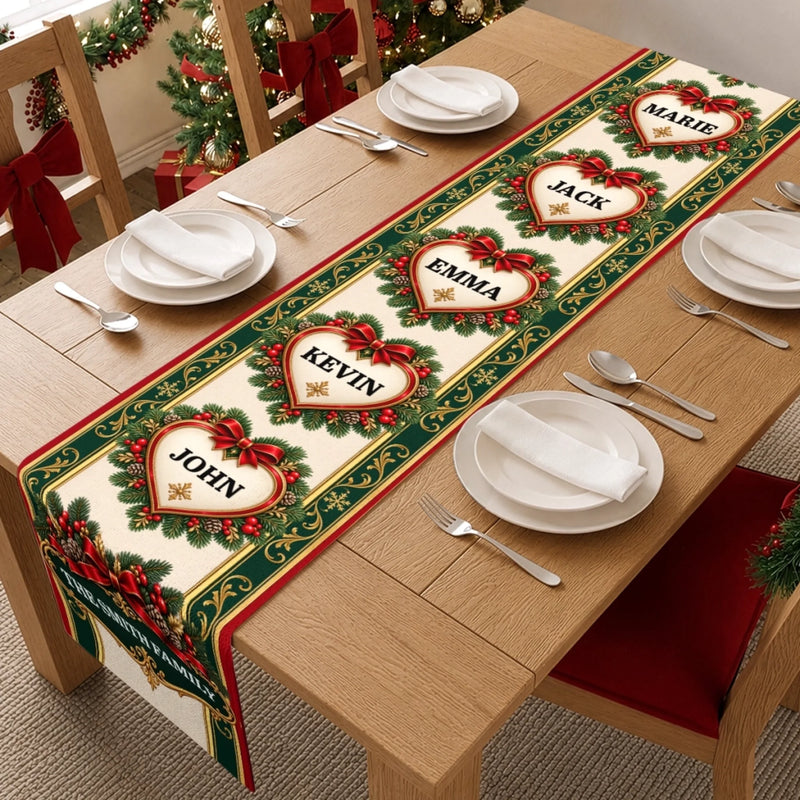 Custom Christmas Family Gifts - Personalized Name Table Runner