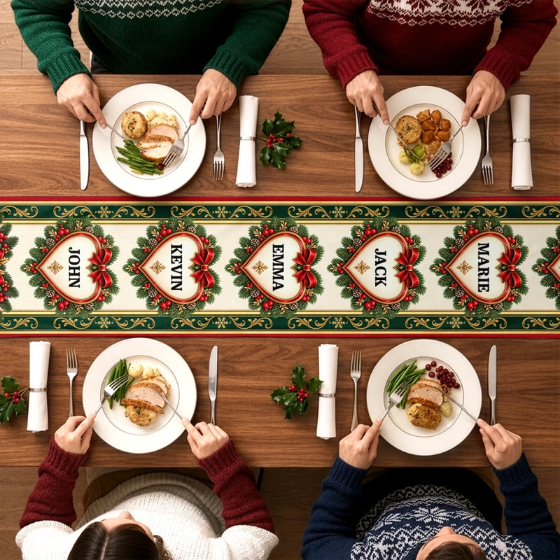 Custom Christmas Family Gifts - Personalized Name Table Runner