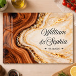 Custom Name Anniversary Gifts for Couples – Personalized Glass Cutting Board