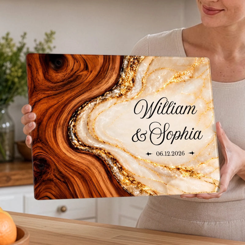 Custom Name Anniversary Gifts for Couples – Personalized Glass Cutting Board