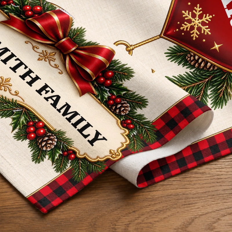 Custom Christmas Ornament Family Gifts - Personalized Name Table Runner