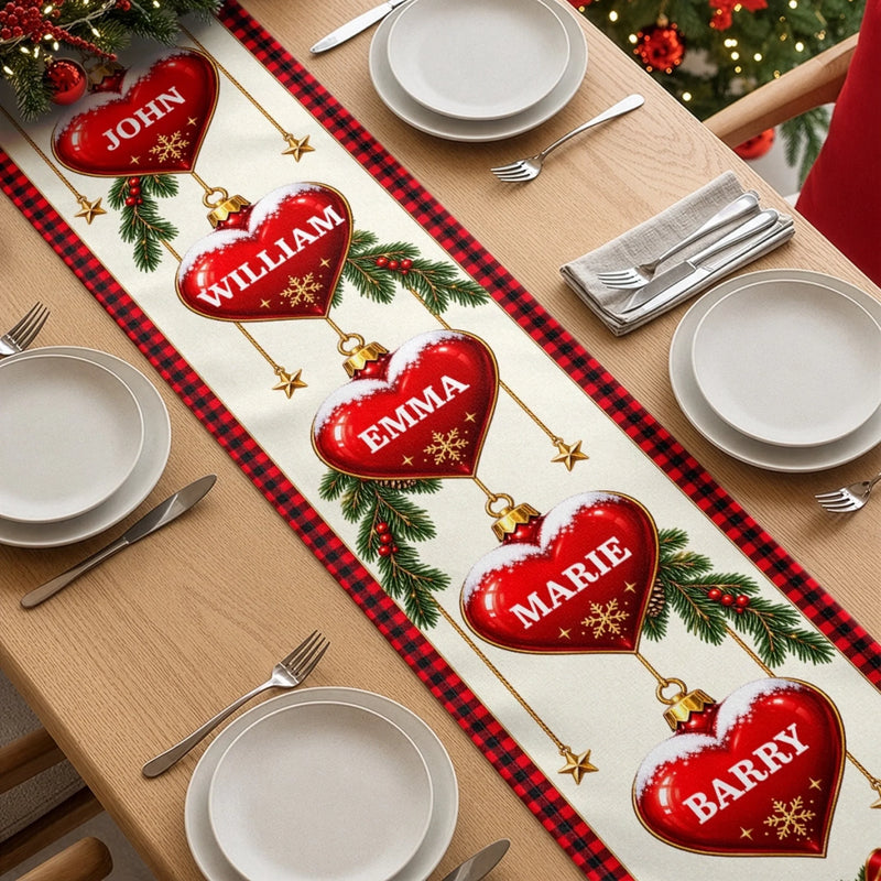 Custom Christmas Ornament Family Gifts - Personalized Name Table Runner