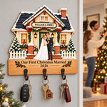 Personalized Wooden Key Holder – Christmas Gifts For Newlyweds – Our First Christmas Married