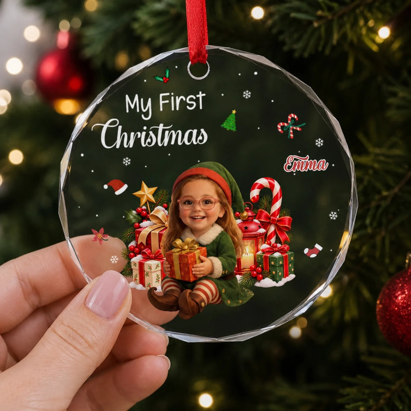 Custom Christmas Elf Keepsake For Kids - Personalized Glass Ornament