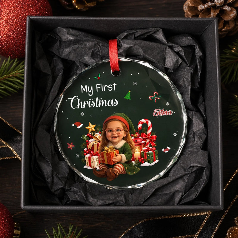 Custom Christmas Elf Keepsake For Kids - Personalized Glass Ornament