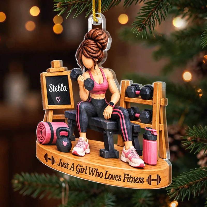 Custom Fitness Lover Christmas Keepsake - Personalized Acrylic Ornament