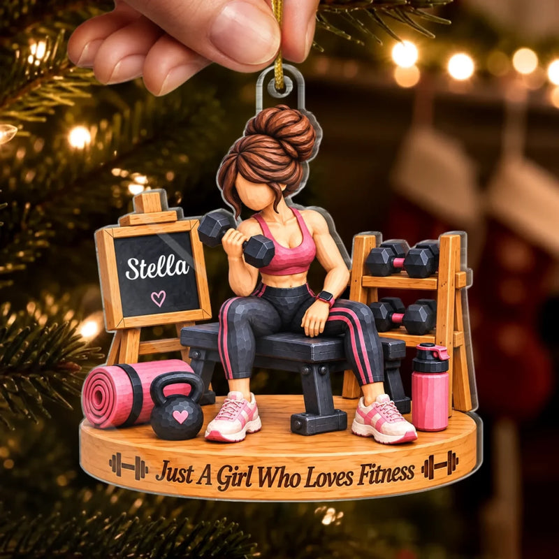 Custom Fitness Lover Christmas Keepsake - Personalized Acrylic Ornament