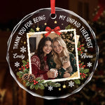 Custom Photo Unpaid Therapist Christmas Gifts – Personalized Glass Ornament