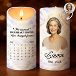Custom Photo Angel Memorial Gifts with Memorial Calendar – Personalized LED Candle