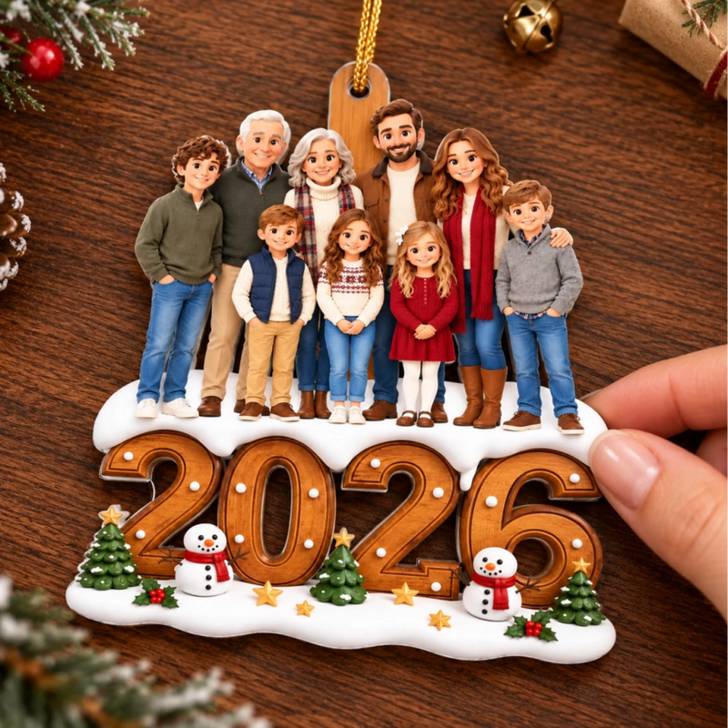 Custom Photo 2026 Family Keepsake - Personalized Acrylic Ornament - Our Merriest Moments