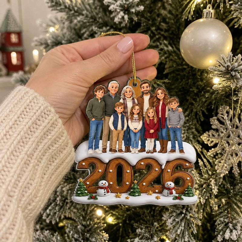 Custom Photo 2026 Family Keepsake - Personalized Acrylic Ornament - Our Merriest Moments