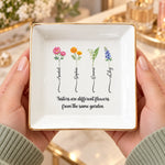 Personalized Jewelry Dish – Gifts For Best Friends – Custom Birth Flowers