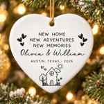 Personalized Heart Ceramic Ornament – Housewarming Gifts For New Homeowners – New Home New Memories