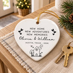Personalized Heart Ceramic Ornament – Housewarming Gifts For New Homeowners – New Home New Memories