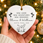 Personalized Heart Ceramic Ornament – Housewarming Gifts For New Homeowners – New Home New Memories